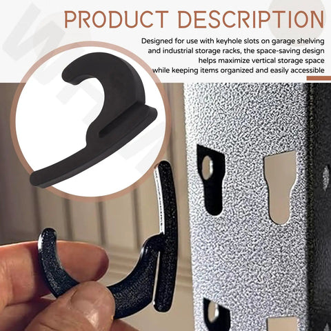 Universal Hooks For Garage Shelving And Industrial Storage Racks With Keyhole Slots UV Resistant Holds Up To 40 Lbs
