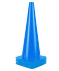 Blue plastic traffic cone on 12x12in base, not the 28 Inch Collapsible Traffic Cones 2 Pack For Parking Lots And Driving Practice With Reflective Collars Orange Safety Cones Easy Foldable Pop Up Cones For Quick Emergency Parking Lot Setups In A Snap