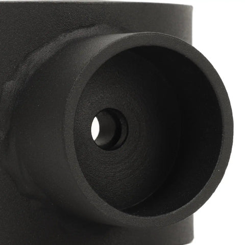 Close-up of Beefy Bottle Jack Adapter Saddle For 3 Inch Tubes Heavy Duty 12 Ton Iron Axle Support for trailers.
