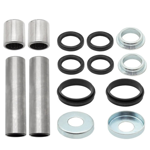 Swing Arm Bearing Seal Collar Kit For ATV TRX450R TRX450ER 2004 Through 2014 With Beefed Up Needle Bearings And Durable Rubber Seals OEM Numbers 52141 HP1 000 91071 MA0 003 91254 KS6 003, bearings and seals laid out