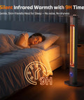 Infrared 1500W Outdoor Patio Heater Tower 42 Inch Tall With 9 Heat Settings And 9H Timer IPX5 Waterproof in bedroom
