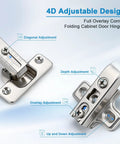 4D adjustable design of Slick Self Closing Corner Cabinet Hinges for Lazy Susan Doors with smooth adjustments and stainless steel finish.