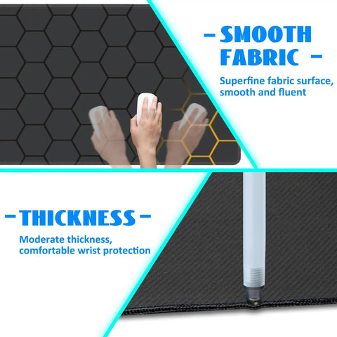 Top view of Big Ol Extended Desk Mat And Gaming Mouse Pad Large 35.4 By 15.7 Inch Surface with smooth fabric and thick base