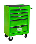 Heavy Duty 21 Inch Rolling Tool Cart With Lockable Steel Chest and smooth sliding drawers in vibrant green color.