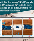 Rock Solid Full Size Router Sled Kit With Three Eighths Inch Acrylic Plates for 20mm linear rails SCS20UU SBR20UU shown with measurement guide