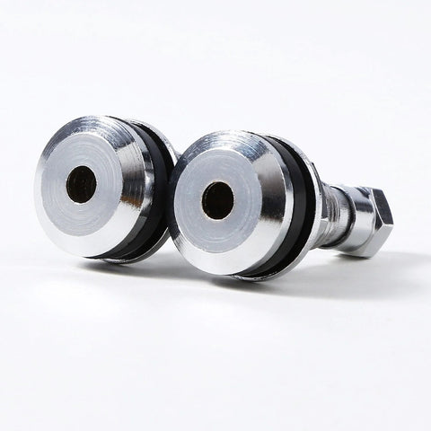 Two TR-416-S metal valve stems, 1-in outer mount, for 0.453 or 0.625 in rim holes.