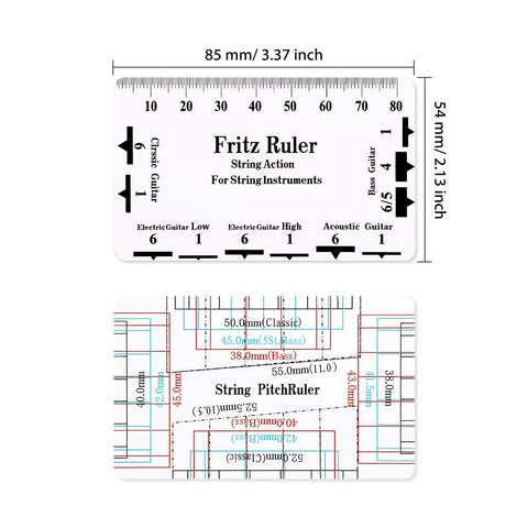 Guitar Setup Tool Kit With Notched Neck Straight Edge String Action Ruler Gauge for precise measurements on fretboards.