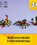 Awesome Building Kit Featuring Rad Spider Scorpion And Snake Models Hella Fun Creative Playset For Kids Ages 7 Plus shows 3 wildlife models.
