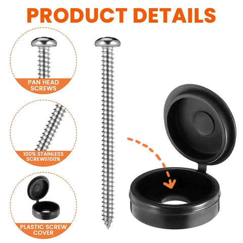 24 Set 3 Inch Shutter Fasteners With Black Vinyl Caps, Stainless Steel 304 Exterior Window Hardware For DIYers, Screws And Caps