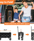 Foldable Collapsible Wagon Cart With 360 Degree All Terrain Wheels Grab And Go Utility Wagon For Groceries Apartment Living