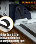 Close-up of 55 inch track saw guide rail for Makita and Festool saws with focus on splinter guard strip integration.
