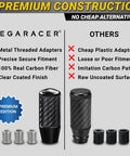 Comparison of Sick Carbon Fiber Shift Knob With 4 Metal Threaded Adapters and alternatives, showing features and materials