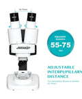 Grab And Go Portable Stereo Microscope With 20X And 50X Magnification, LED Light, WF Eyepieces, And 65 To 102 Mm Working Distance, Great For Insect Specimens And Mineral Studies, Includes 10 Slides And 12 Mineral Specimens, adjustable eyepieces 55-75mm