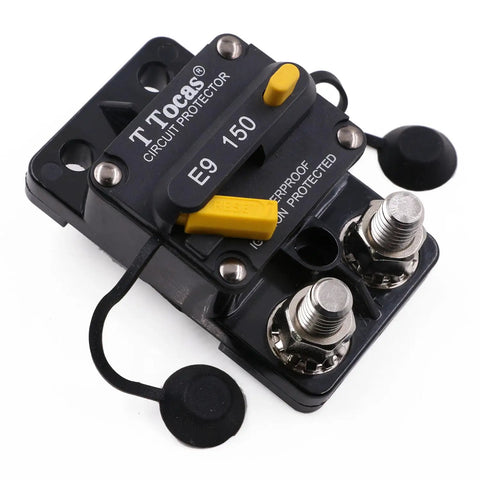 Heavy Duty 150 Amp Circuit Breaker With Manual Reset For 12V To 48V DC Systems Marine ATV Trailer Waterproof Three Eighths Inch M10 Studs