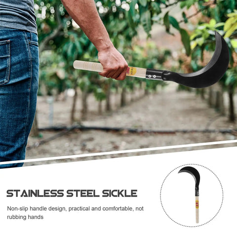Long Handled Weeding Tool With Semi Circular Steel Blade For Lawn Garden And Farm Clearing Manual Mowing Tool