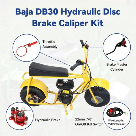 Must Have Mini Bike Hydraulic Brake Kit With Master Cylinder And Throttle Cable Assembly For Baja Doodle Bug DB30
