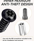 Keep Your Auto Setup Secured With These Goated Anti Theft License Plate Screw Kit Boasting Tamper Proof M6 Security Bolts showing a black hexagon screw.