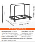Heavy Duty Panel Slab Dolly With Terrain Pneumatic Wheels And Adjustable Clamp For No Sweat Construction Hauling, 45.28 in size.