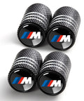 BMW Tire Valve Stem Caps 4 Pack Aluminum Alloy Black Anodized Finish Auto Wheel Air Caps Protect Valve Stems