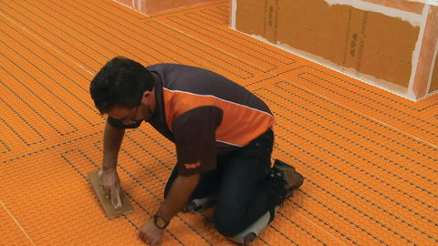 Installing Ditra-Heat-E-HK Electric Floor Heating Cable Kit With Temperature Sensors For Interior Tile Floors Minimal EMF 52.9 ft 120V