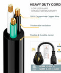 Close-up of 10 30P To 6 20R Dryer Adapter 30 Amp 125 250 Volt Heavy Duty 1 Foot Cord 12 AWG showing copper wires and insulation