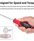Hand holding Torx T10 Screwdriver With 4 Inch Shank Quick Turn Round Front Handle and Tri Lobe Grip for high torque use