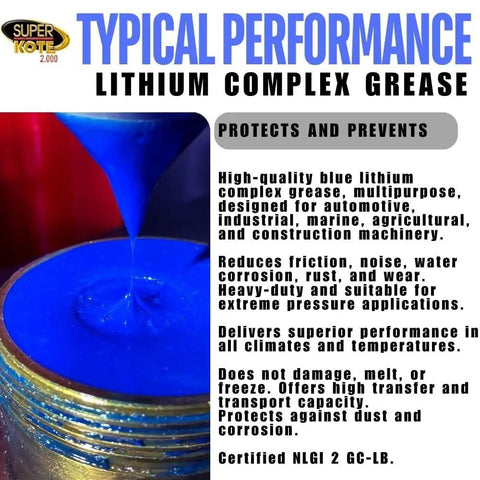 Lithium Complex Grease Multipurpose Lubricant NLGI 2 EP High Temperature Blue 360 G Can For Automotive Construction Industry