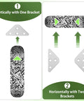 Image showing Sick Six Pack Aluminum Skateboard Wall Mount Hangers for vertical and horizontal skateboard display with brackets.