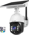 Wireless Outdoor Security Camera With Cellular 4G LTE Solar Battery Power, IP65 Weatherproof, Pan Tilt, Night Vision