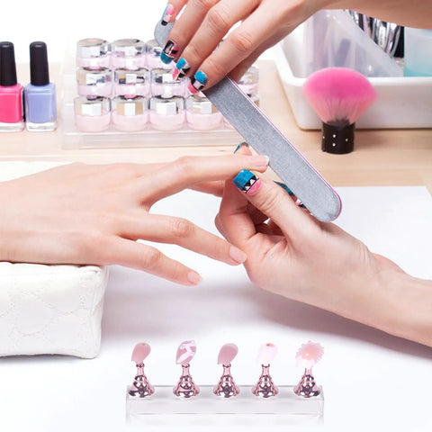 Two Sets Pink Nail Practice Stands With Magnetic Display Bases And Acrylic Nail Holders For Press Ons Includes Double Sided Tape