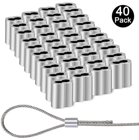 Heavy Duty Stainless Steel Picture Hanging Wire 1.5mm Diameter 100 Feet Long Includes 40 Aluminum Crimping Sleeves