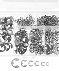 300 Pcs 304 Stainless Steel Retaining Ring Kit With Storage Case For Shaft Grooves And Machines Rust Resistant Circlips And Open Split Washers Perfect For Indoor Outdoor Use And Quick Organized DIY Hacks, 6 sizes in case