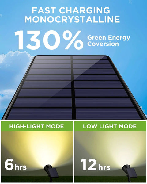 Fast charging monocrystalline solar panel with Outdoor Solar Lights With Adjustable Light And Panel Waterproof Garden Pathway Lighting.