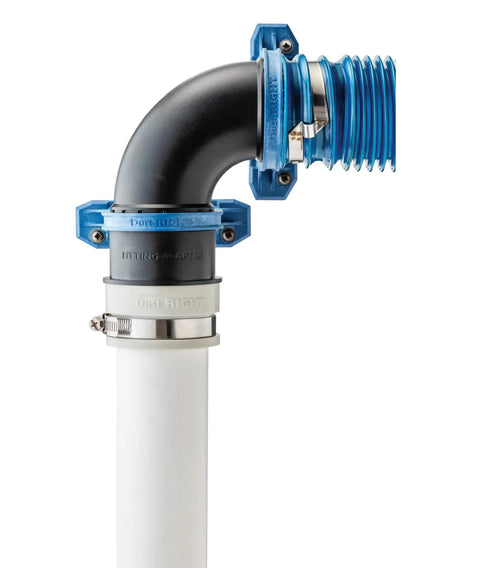 Dust Right Schedule 40 PVC Adapter for 2 Inch PVC to Two and a Half Inch Shop Vac Hose Fittings with secure clamp connection