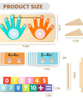 Straight Up Toddler Math Learning Kit With Solid Wooden Number Blocks, Double Sided Flashcards And Number Tracing Board For Ages Two To Five size dimensions and components displayed.
