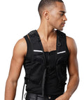 Mens Marathon Running Vest Hydration Backpack With Breathable Nylon Polyester Blend Multi Pocket Racing Gear Black One Size Reflective