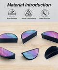 Pastel Rainbow Fluid Marble Cabinet Handles 2 Pack With 3 Inch Hole Center Semicircle Drawer Pulls displayed on a wooden surface