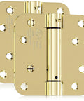 JOYNY 2-pack self-closing door hinges, 4-inch, gold finish, spring-loaded, UL listed