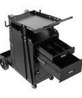 Heavy Duty Welding Cart With 2 Drawers Lockable Cabinet 350 Lbs Capacity 360 Degree Swivel Wheels Tank Storage Safety Chains