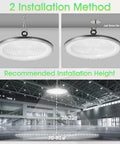 UFO High Bay LED Light 500W 50000LM Daylight 6000K 6500K IP65 Waterproof installation method and height guide