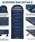 Lightweight Waterproof Kids Sleeping Bag For Cold Weather, Flannel Insulation, 44.6F Comfort, 35.6F Limit, Three To Four Season Youth