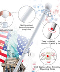 Flag Pole Kit For Home Exterior With 3x5 Embroidered US Flag, 5ft Tangle Free Metal Pole, Easy Install Features, Aluminum Bracket