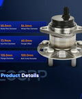 Wheel Hub And Bearing Assembly For Toyota Prius 2010 2015 And Prius Plug In 2014 2015 5 Lug Rear Pair With ABS Sensor