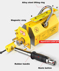 Tough As Nails Permanent Lift Magnet Featuring Sure Grip Handle And Smooth Rotating Shaft For Shop Cranes, detailed view of components including rubber handle and lifting ring.