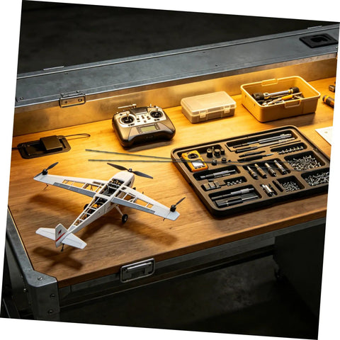 Workbench with RC plane and tools for assembling 10 Pcs Carbon Fiber Rods 2mm Diameter And 500mm Length For RC Planes And Drones