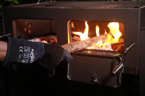 Heavy Duty Fireplace Gloves With Heat Resistant Leather Mitts With Solid Grip 16 Inch XL for handling firewood in stove