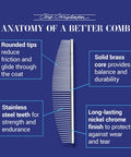 Diagram showing Crescent Butter Comb Finishing Tool For Precision Detailing, 6.5 Inch with rounded tips, brass core, and chrome finish.