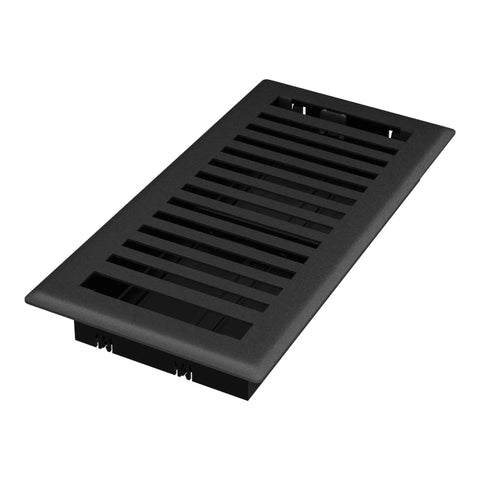 Montezuma 4 By 10 Inch Decorative Floor Register 5 Pack In Black Iron With Durable Steel Faceplate Textured Powder Coat Finish