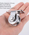 Rope Pulley System Beef Up Your 30mm Wheel Wall Mount With Dual Bearings Stainless Steel Rope Pulley For Pulley System And Sliding Gate Durable Quiet Smooth Rotation For Home Gym Garage in hand