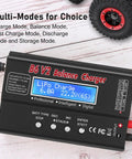 All In One RC Battery Charger And Discharger For 1S To 6S LiPo LiFe Liion And 1S To 15S NiMH NiCd Packs with display showing charge mode